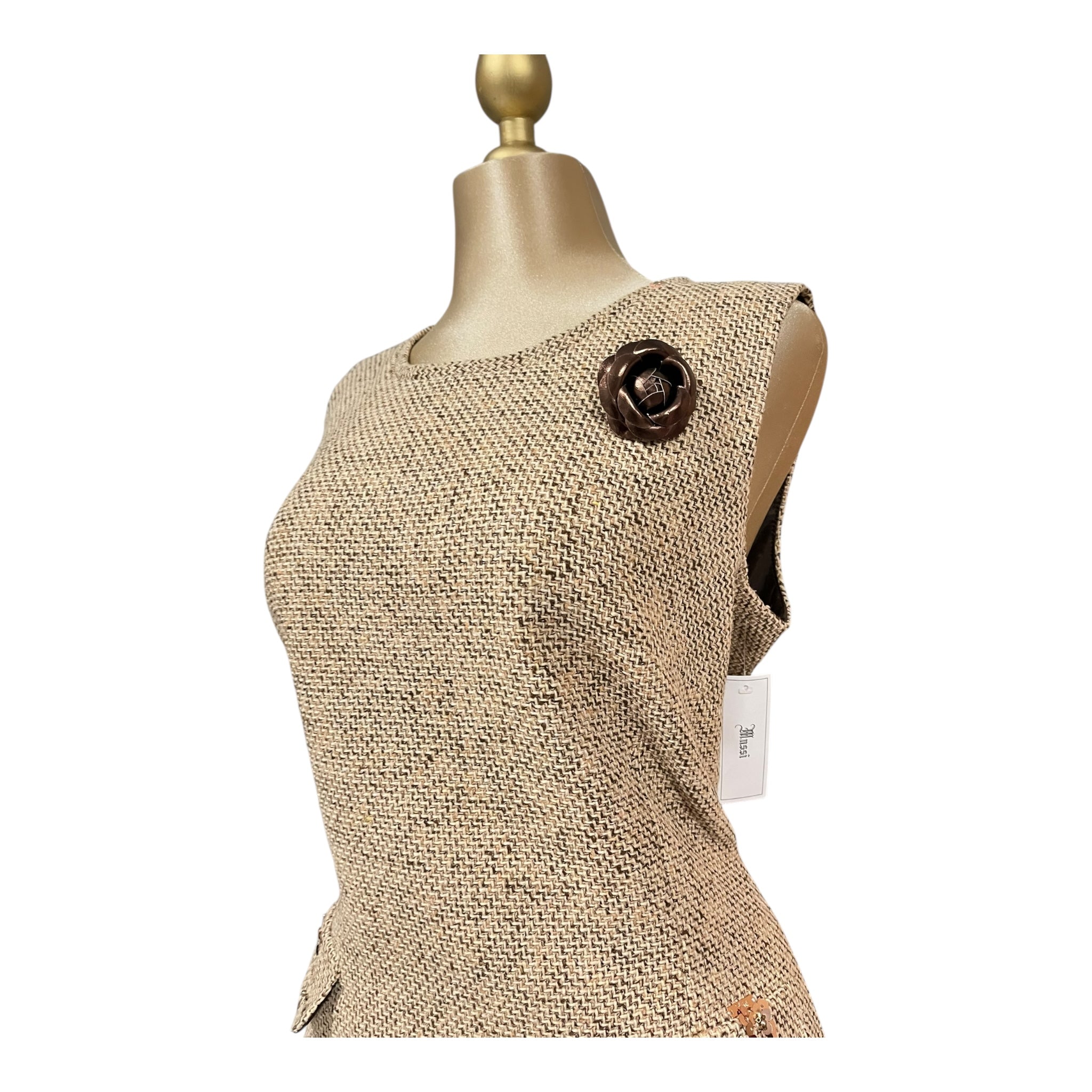 Conjunto Saco Y Vestido Beige Lentejuelas MUSSI