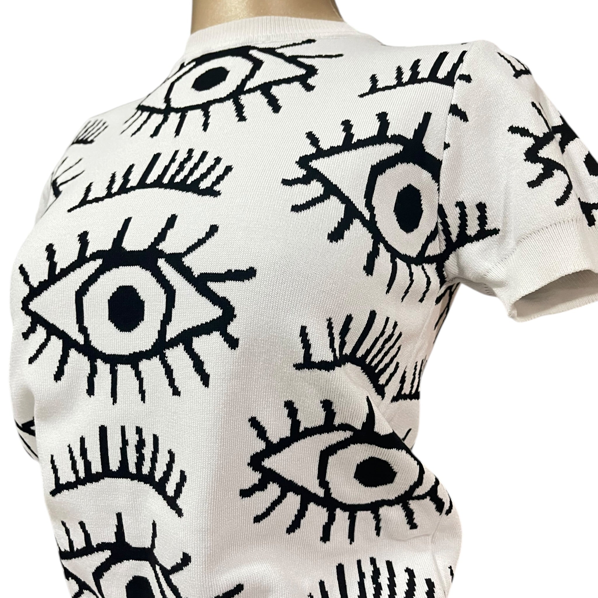 Playera Estampado Ojitos Blanca LC