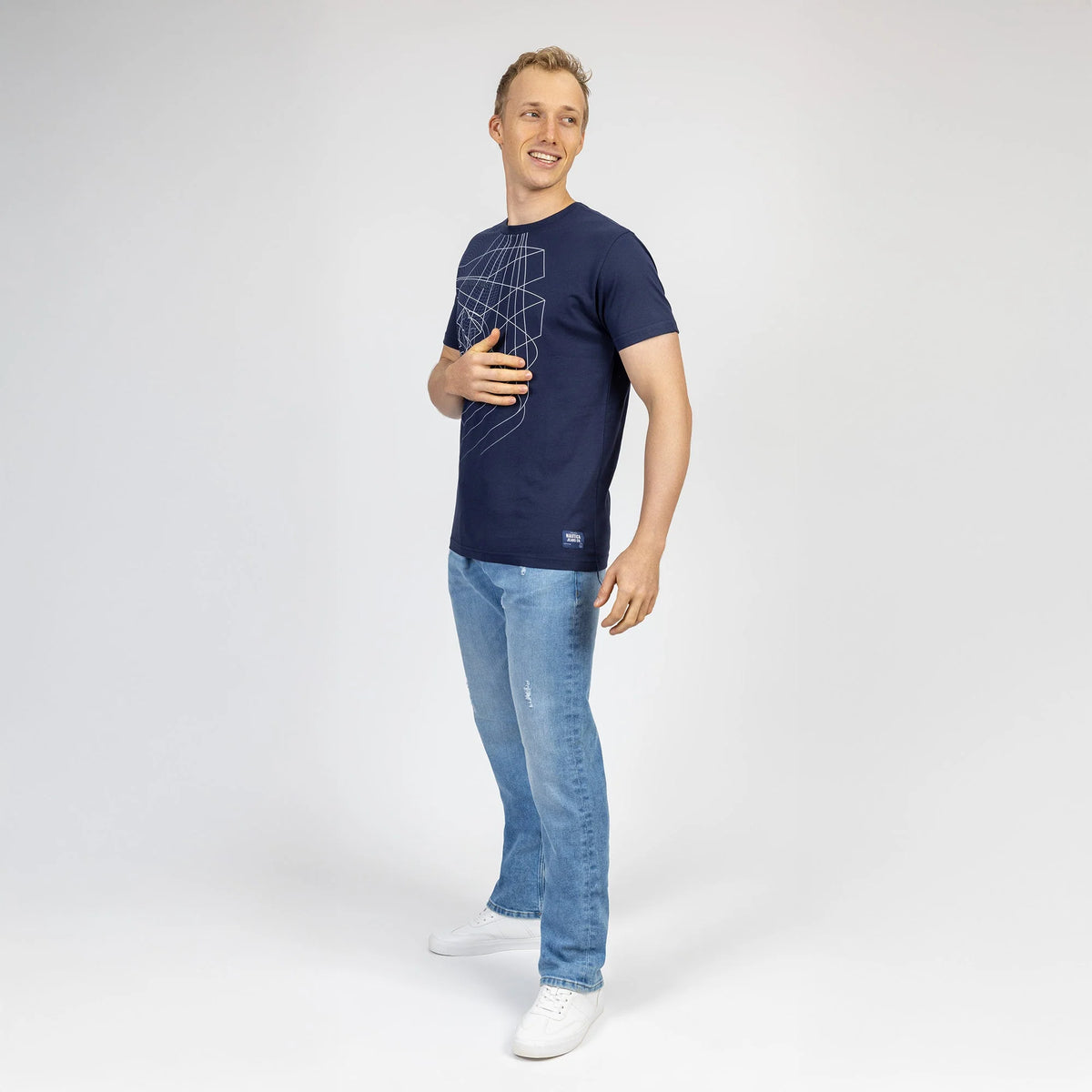 Playera Manga Corta De Hombre Estampado Azul Nautica Jeans