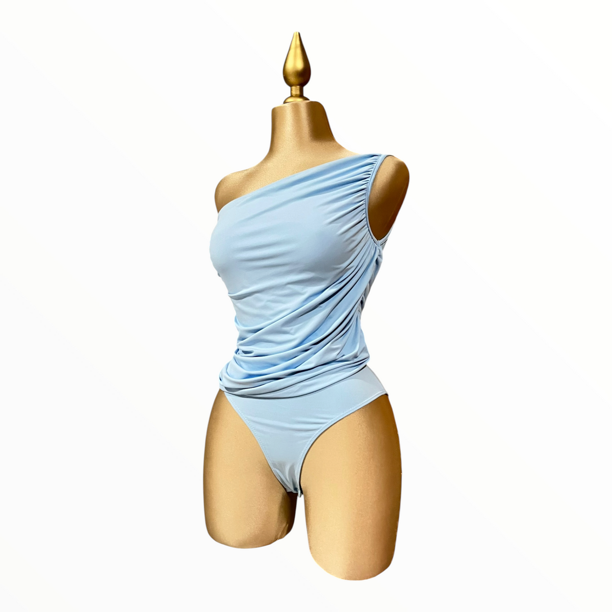Body Manga Larga Asimétrico Azul LC