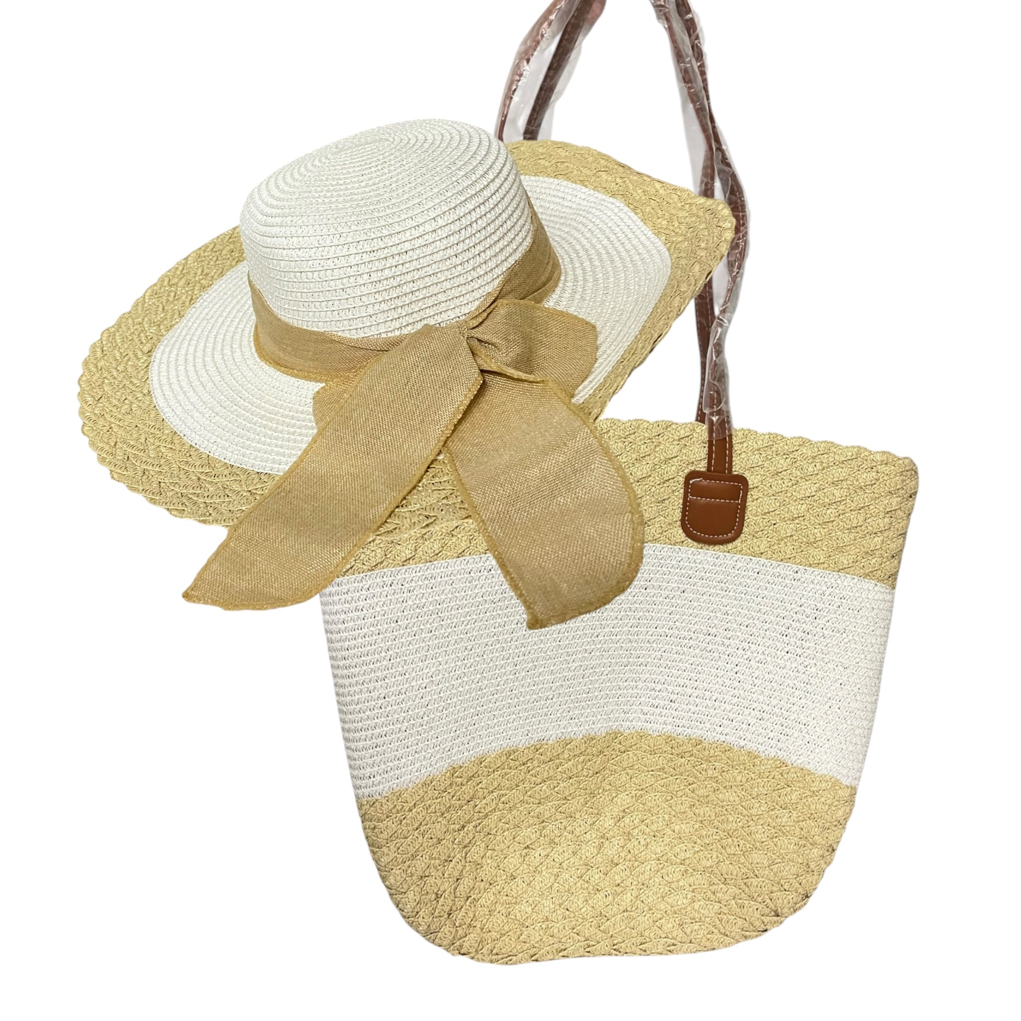 Sombrero Y Bolsa Beige/Hueso Mussi