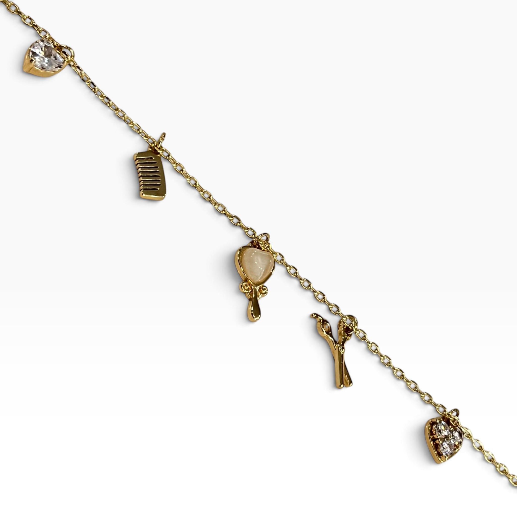 Pulsera Con Dijes Colgantes Con Pequeñas Zirconias Y Cristales Corte SW