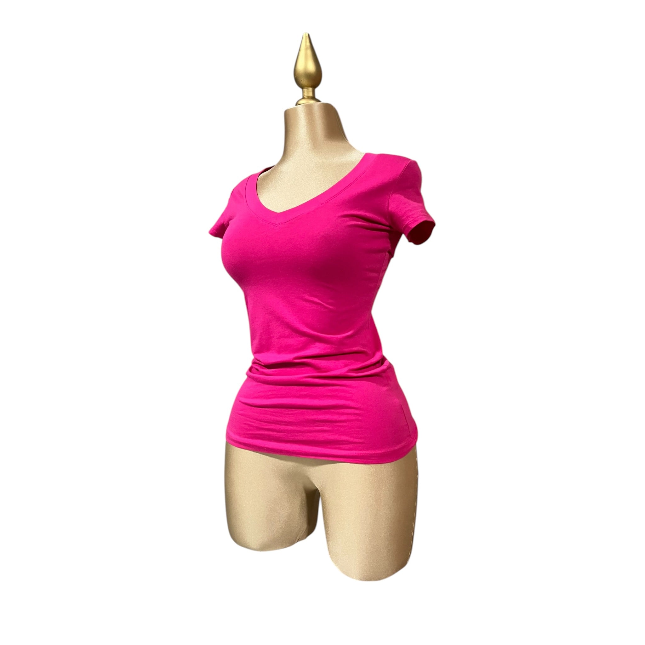 Playera Cuello En V Fucsia LC