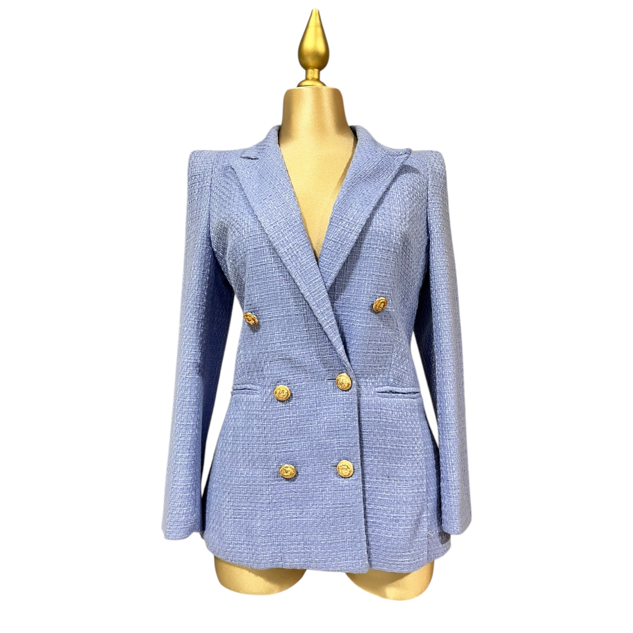 Blazer Elegante Tipo Tweed Azul LC