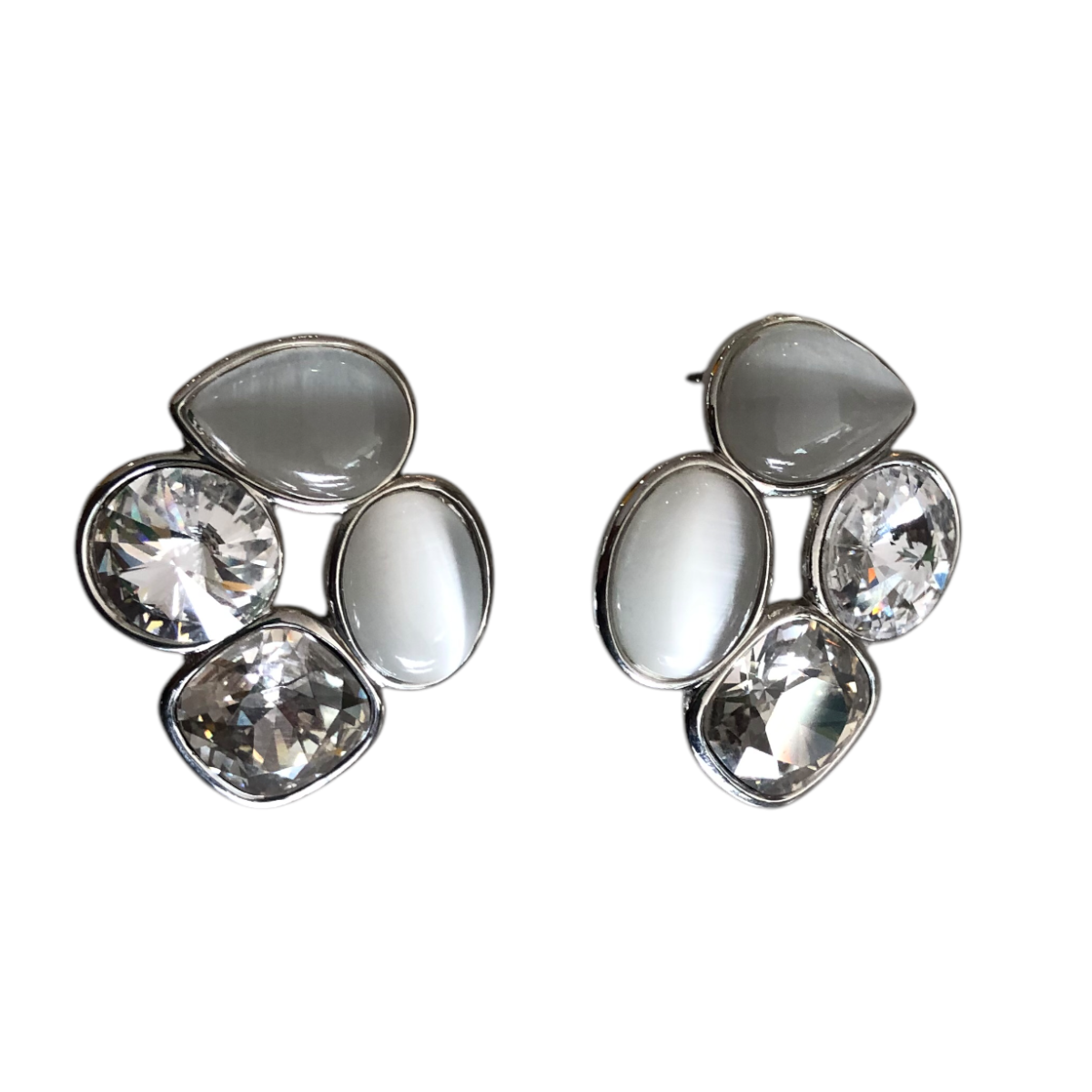 Juego De Collar Y Aretes Plateado