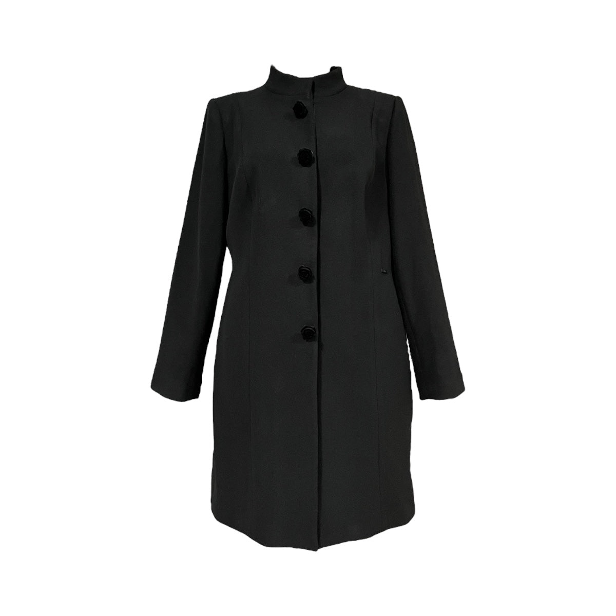 Abrigo Recto Cuello Mao Negro Para Dama MUSSI