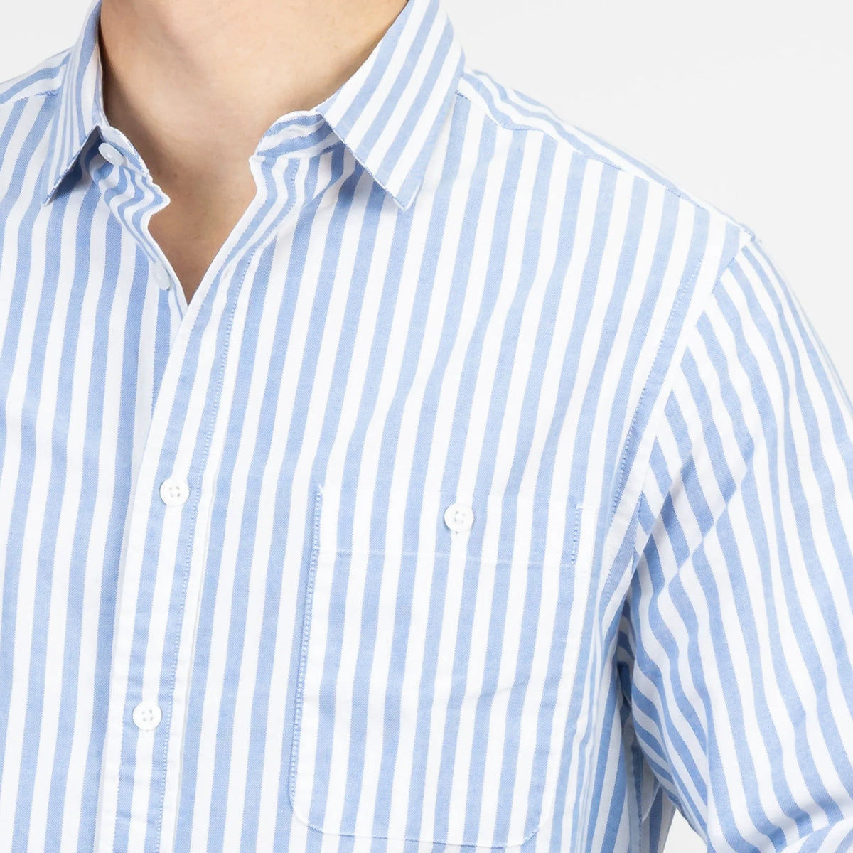 Camisa Manga Larga De Hombre Azul / Blanco Rayas Nautica Jeans