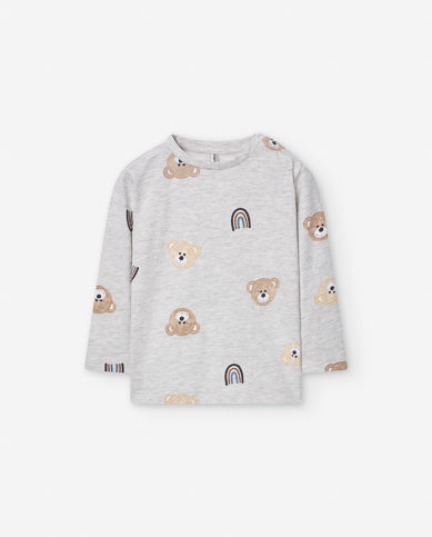 Playera Color Gris Estampado Teddy Para Bebé Niño Losan