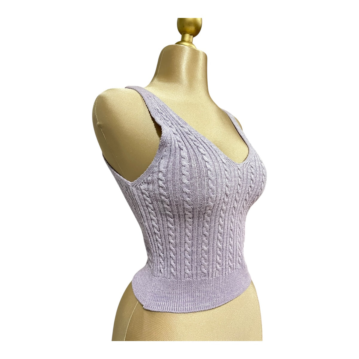 Top Tejido Cuello En V Color Lila Para Dama OM
