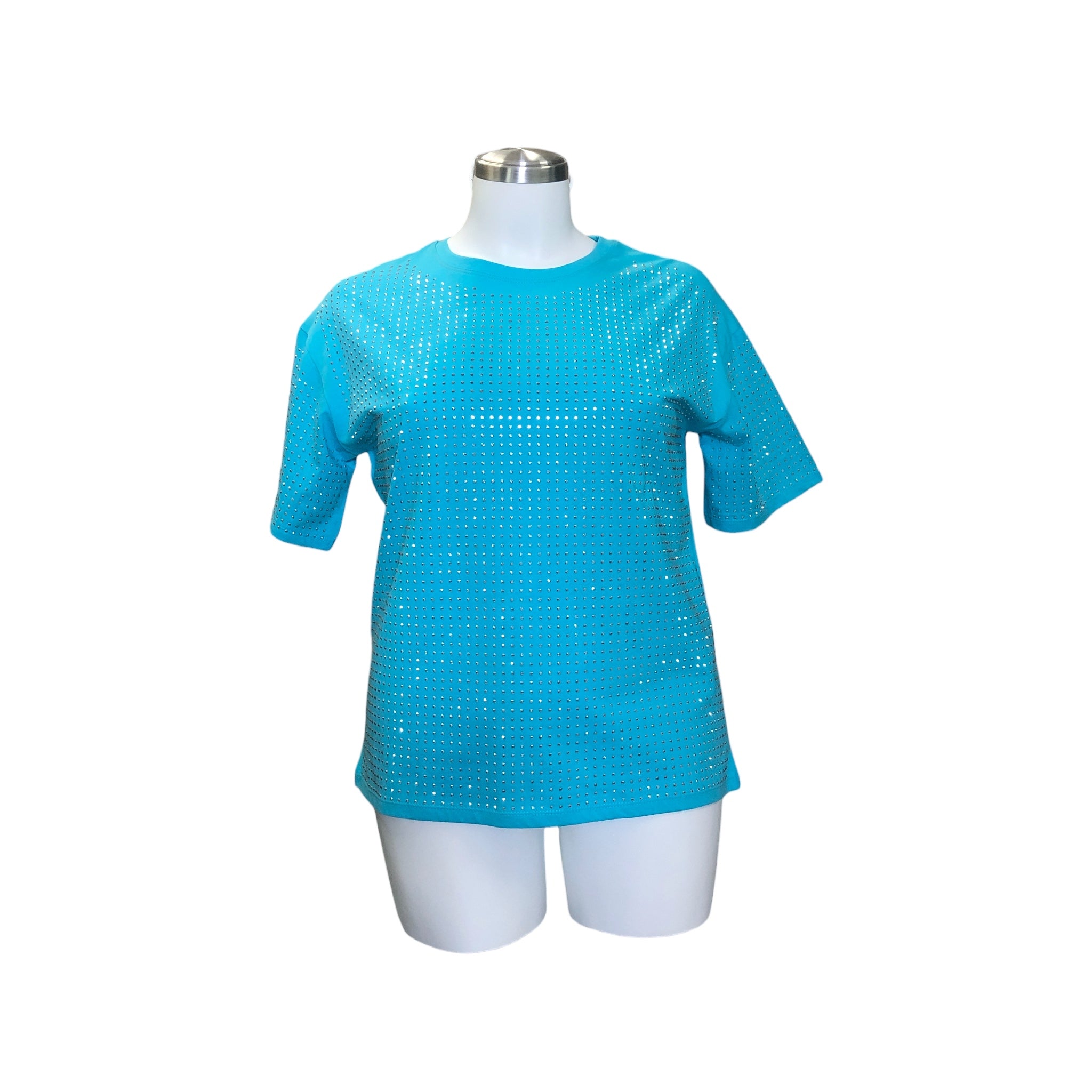 Playera Azul Curvy Con Pedrería LC