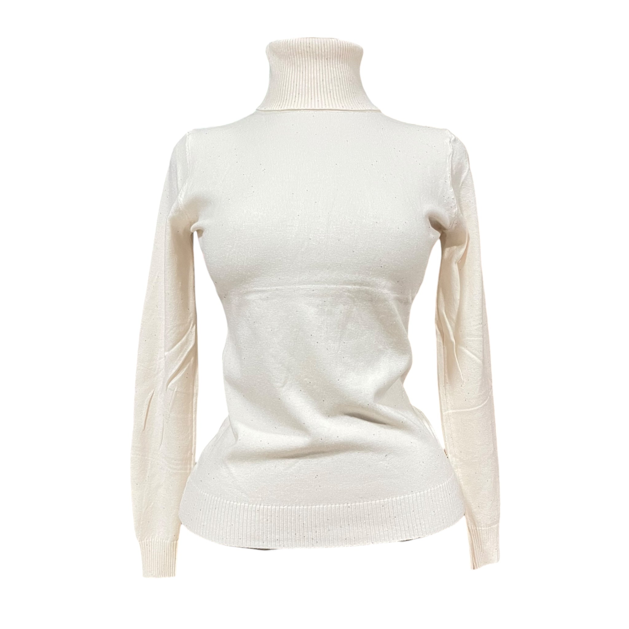 Blusa Hueso Con Brillos Cuello Alto Para Dama MUSSI