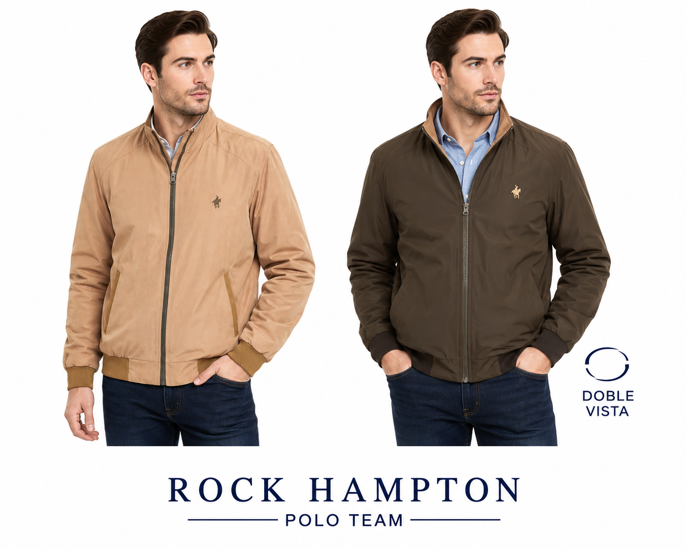 Chamarra Doble Vista Olivo/Camello Rock Hampton Polo Team