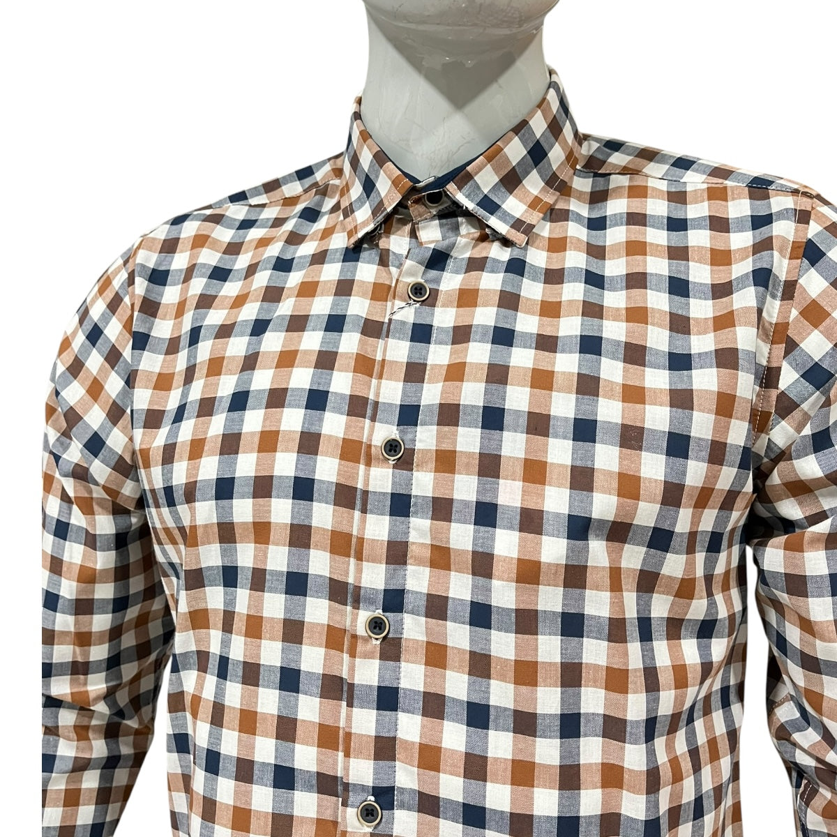 Camisa Cafe/Marino Cuadros Para Caballero ZAREVICH COLLECTION
