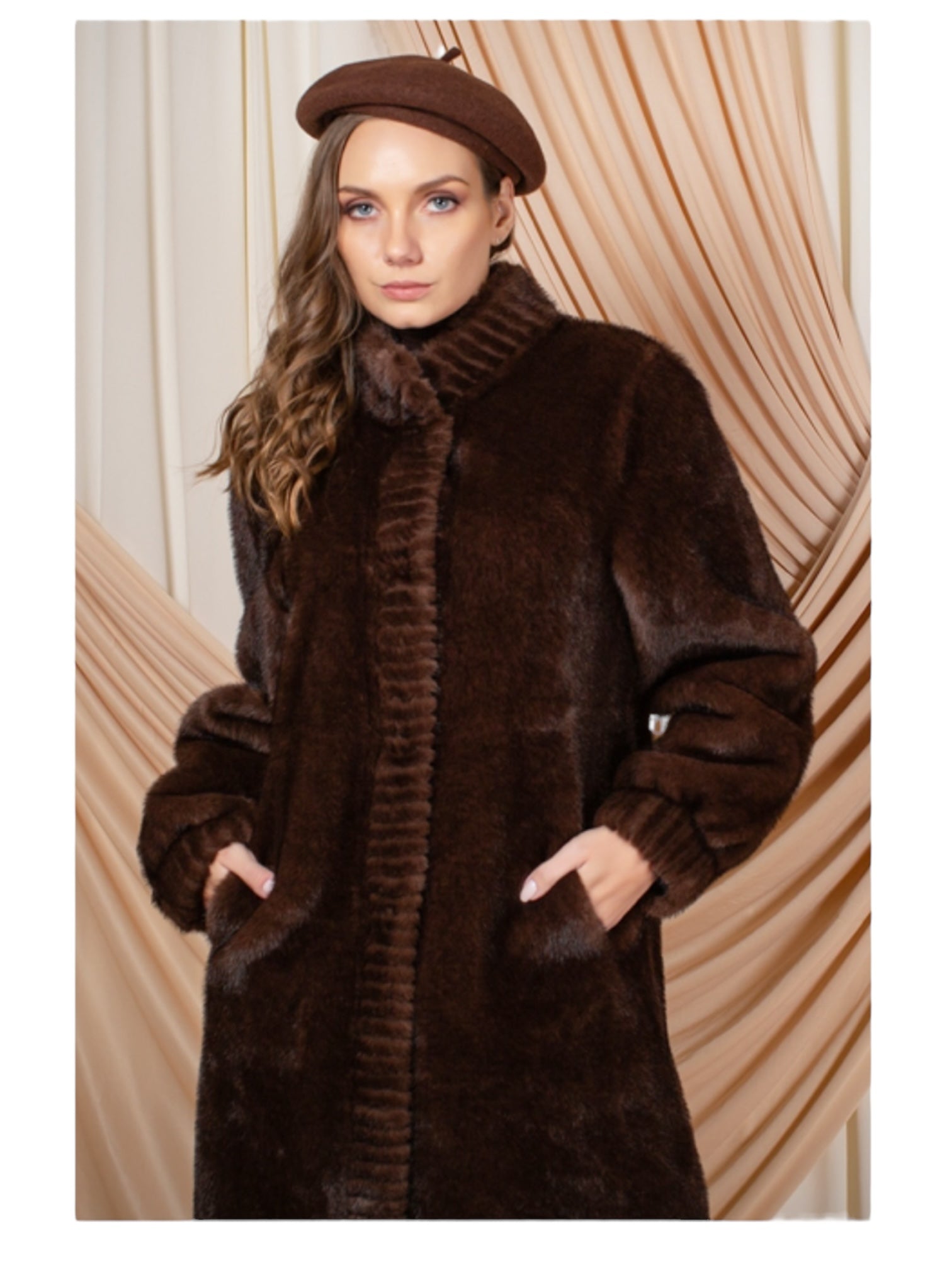 Abrigo Café Peluche Para Dama MUSSI