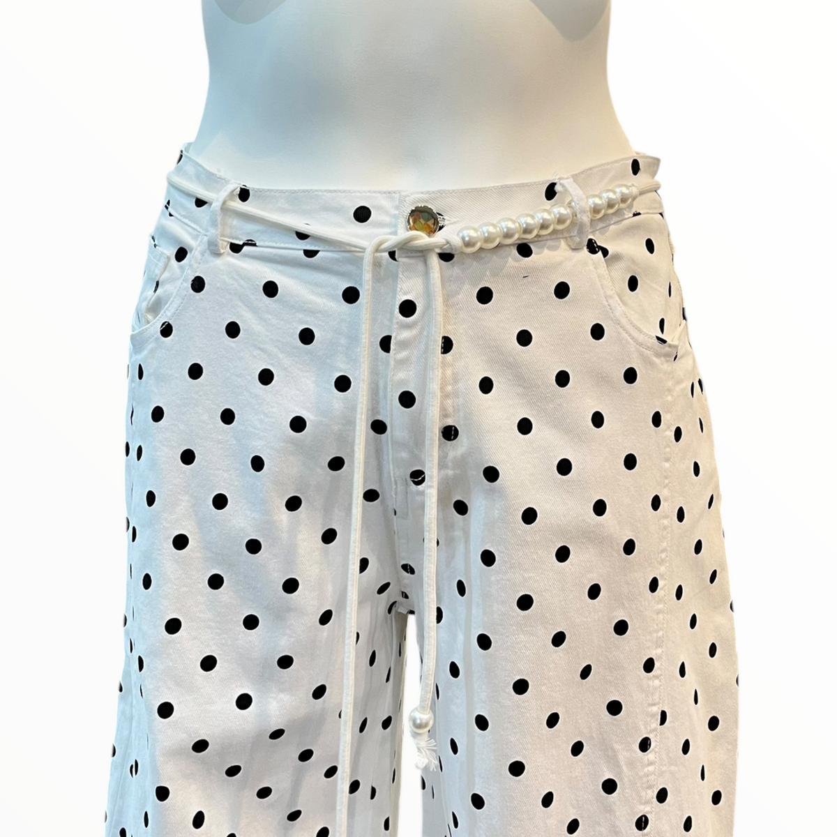 Pantalón Blanco Puntos Curvy LC