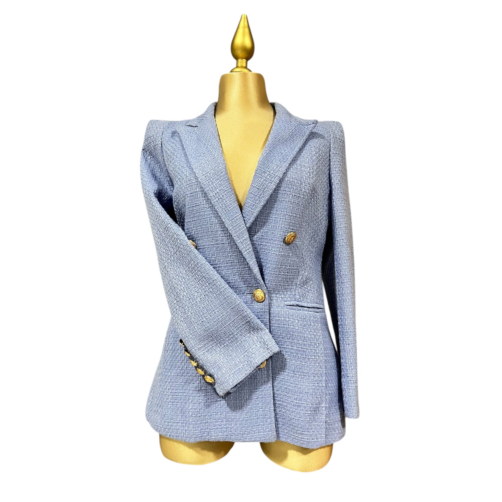 Blazer Elegante Tipo Tweed Azul LC