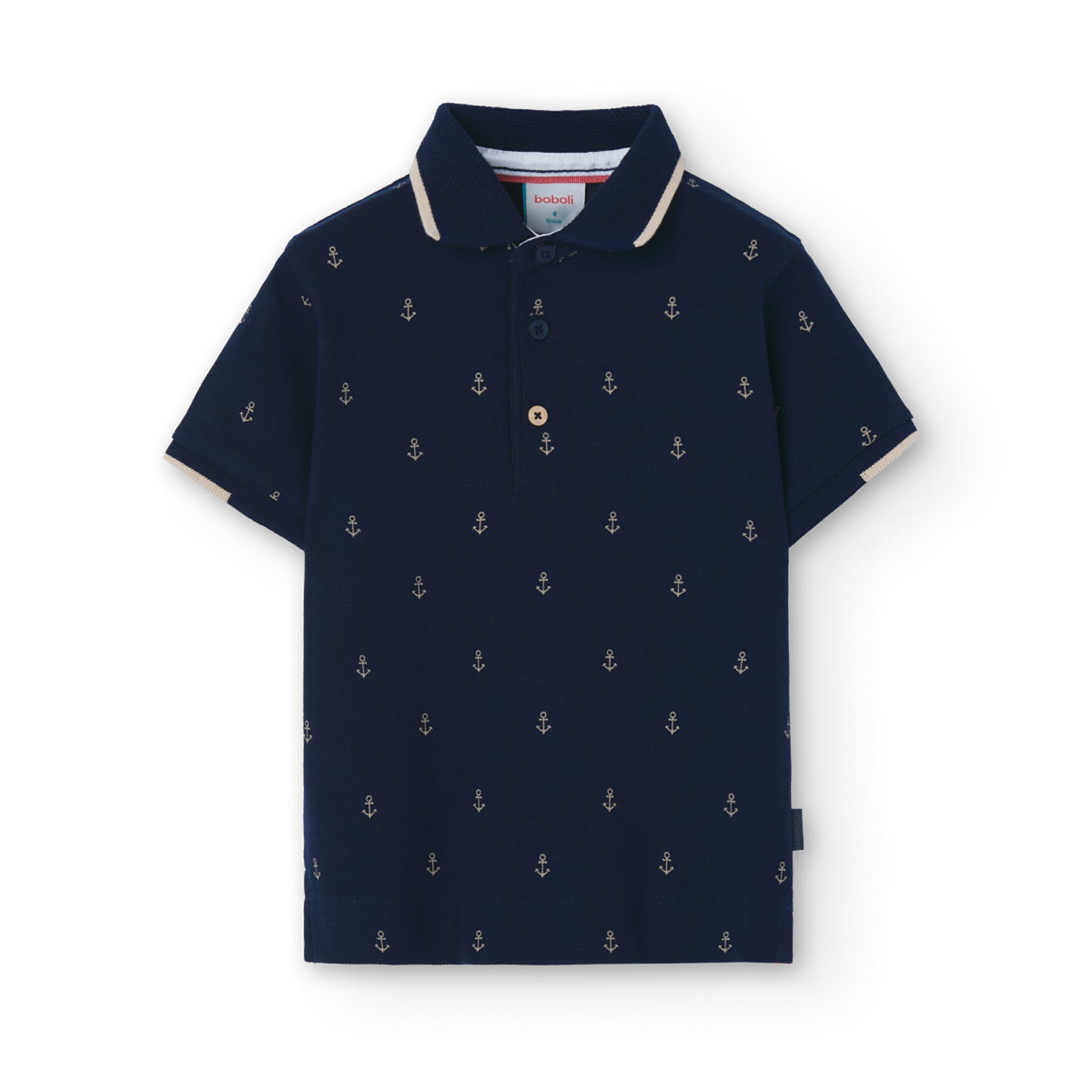 Playera Polo Pique Estampado Anclas Para Niño BOBOLI