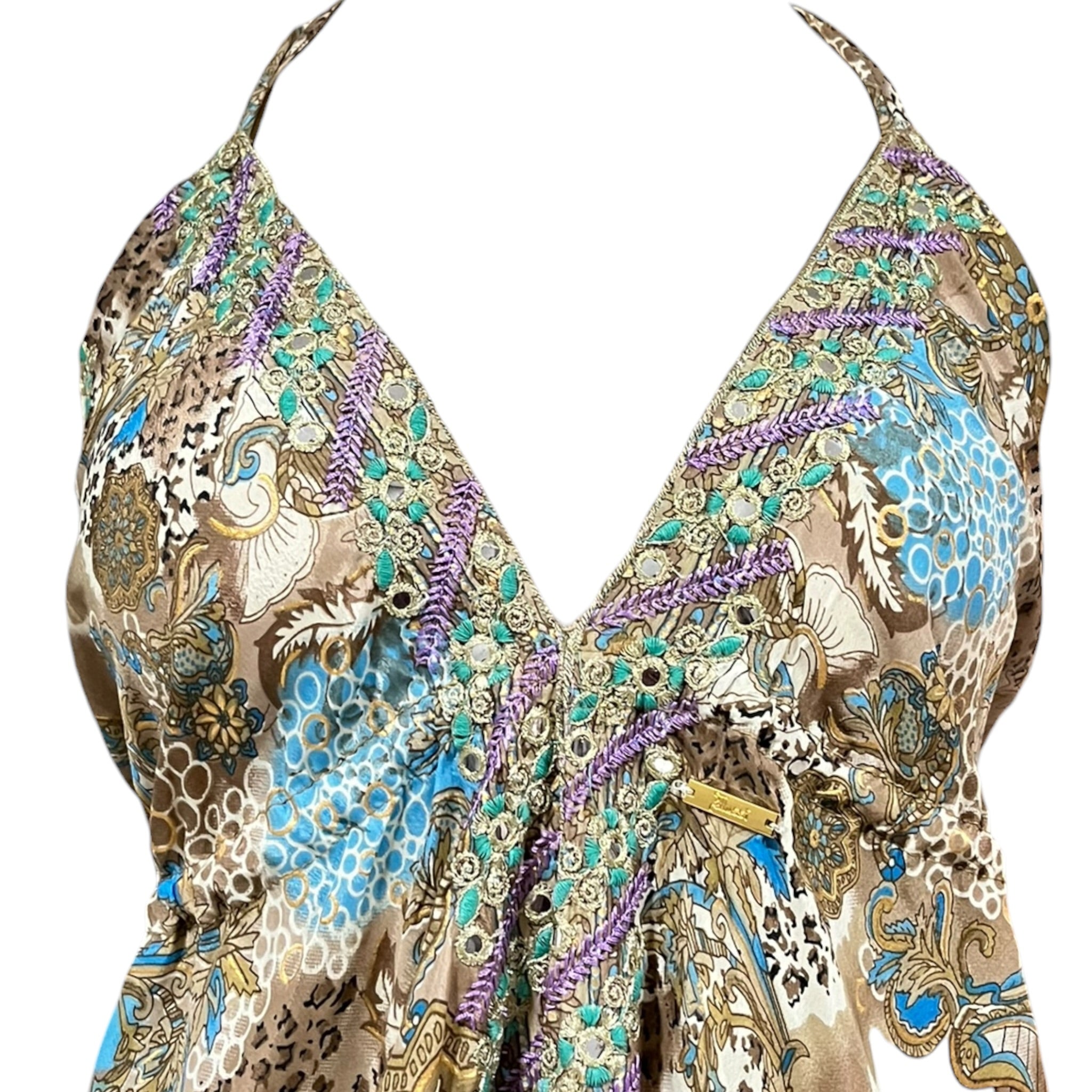 Vestido Halter Multicolor Café Mussi