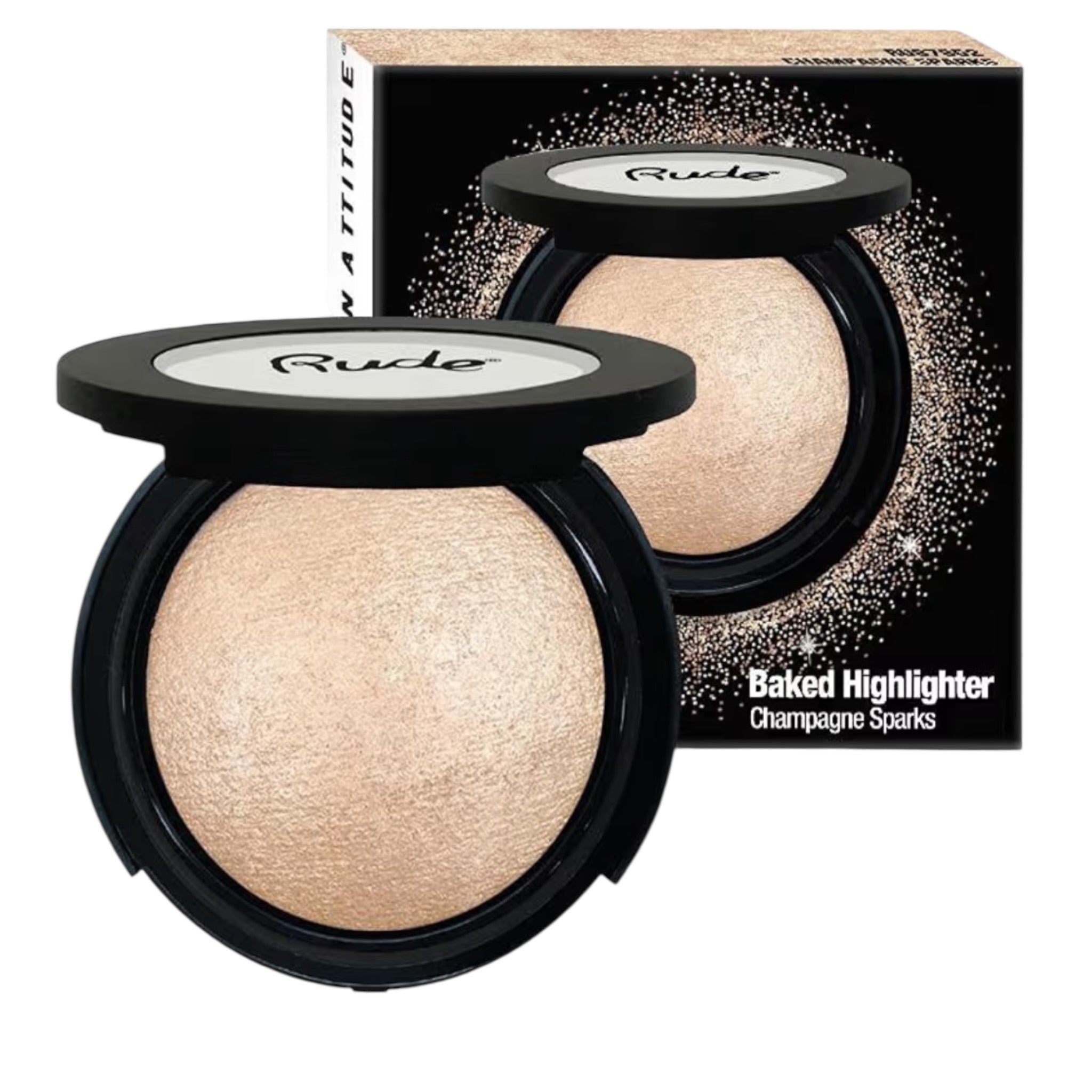 Baked Highlighter Champagne Sparks Rude Cosmetics