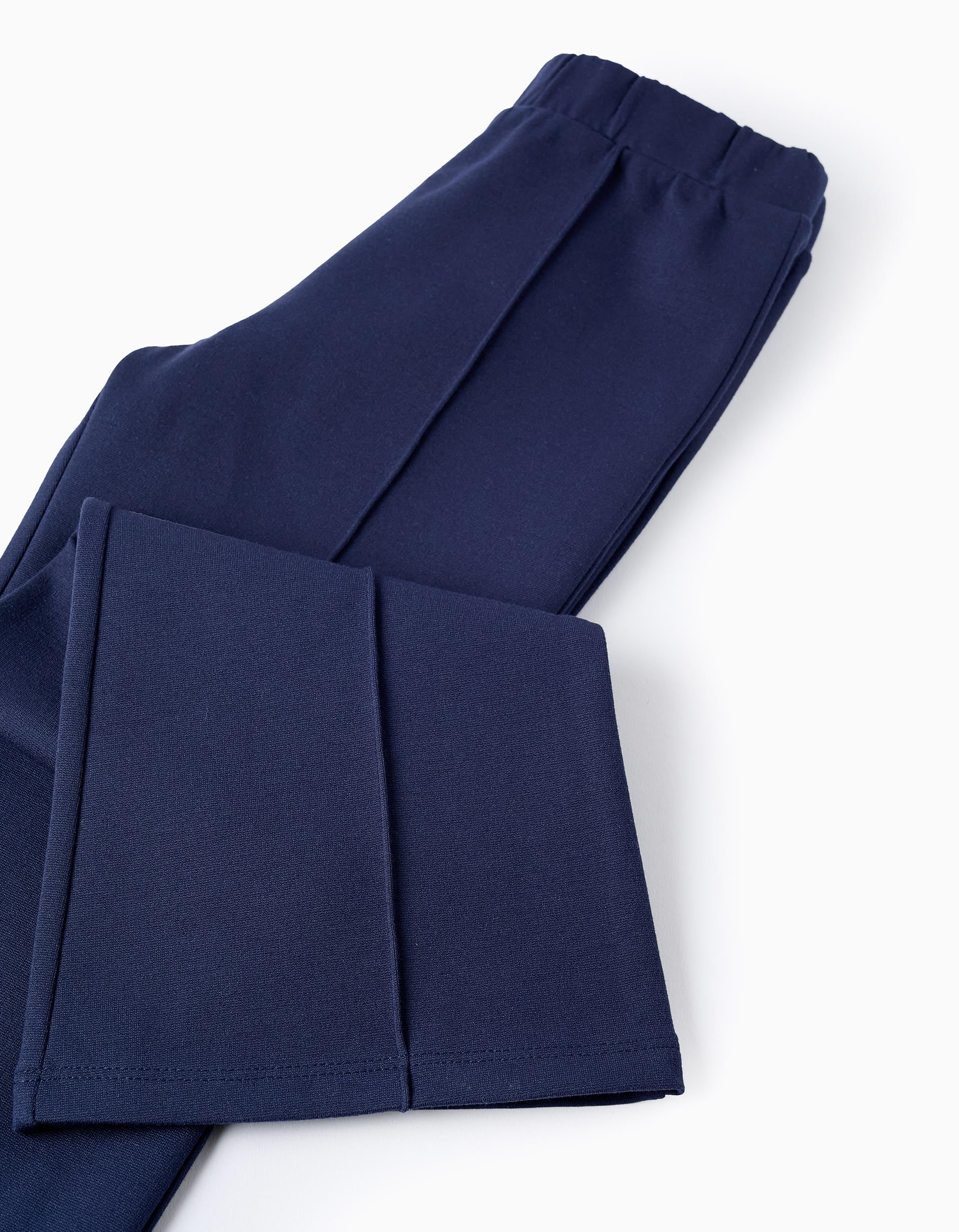 Pantalones Flare en Punto Roma para Niña, Azul Oscuro ZIPPY