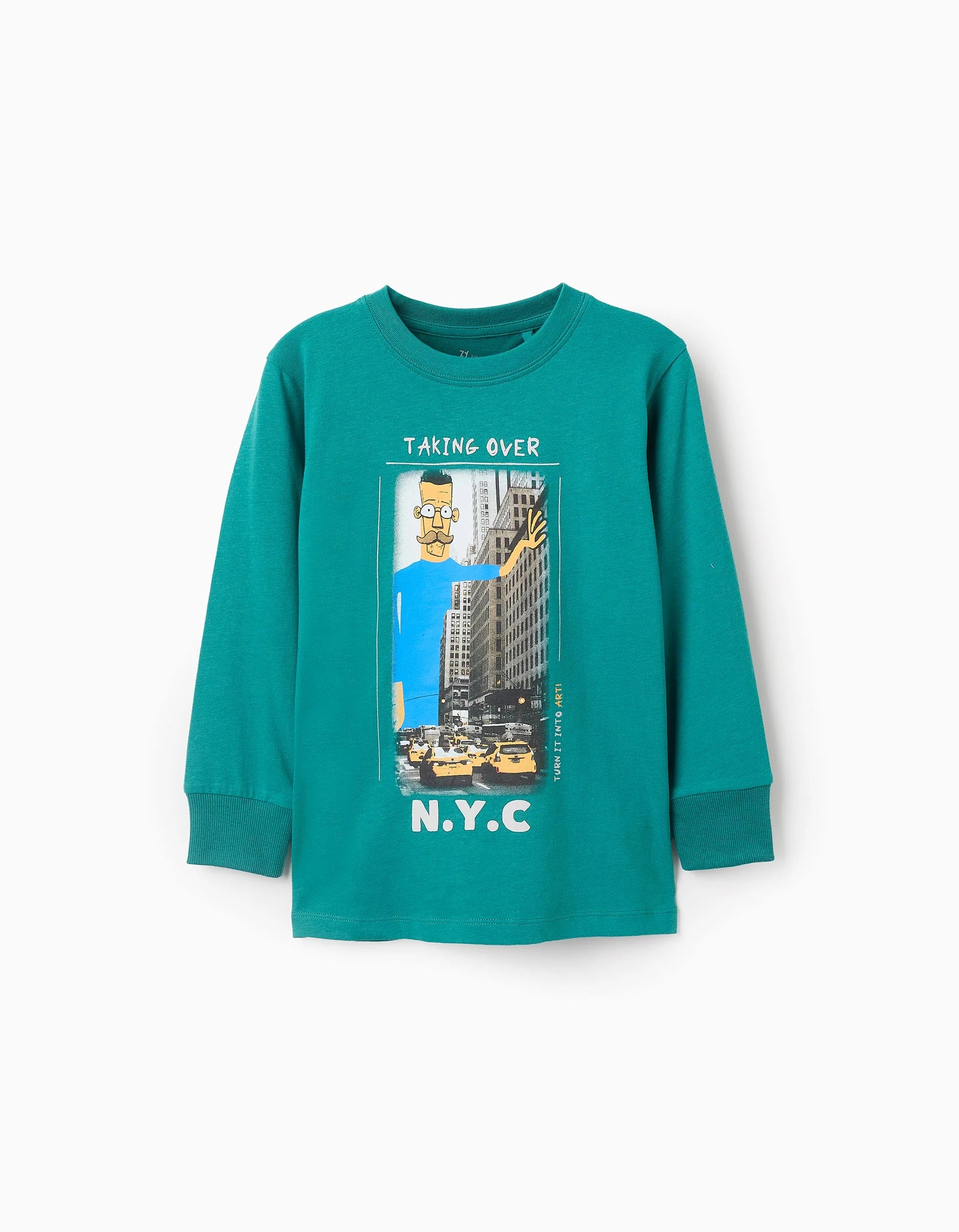 Playera de Manga Larga para Niño Taking Over Verde ZIPPY