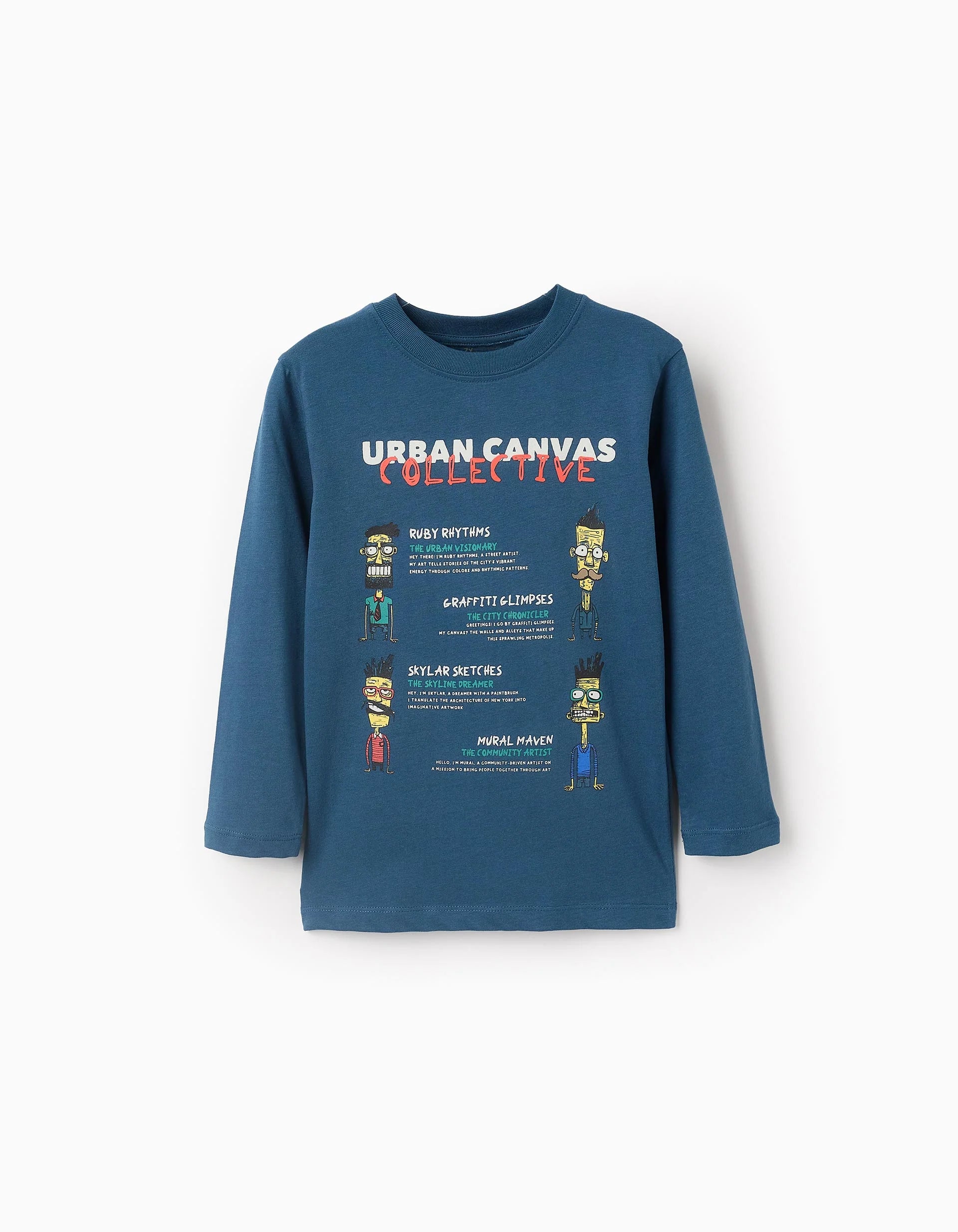 Playera de Manga Larga para Niño 'Urban Canvas Turquesa ZIPPY