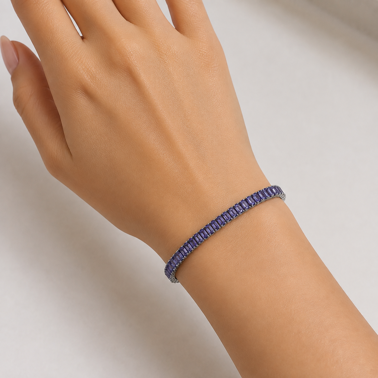 Pulsera Rodio con Cristales Core. SW Morado