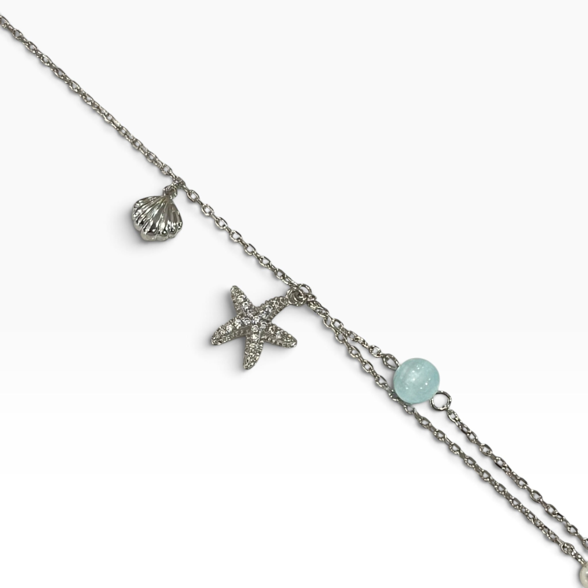 Pulsera de Cadena con Dijes Estrella De Mar y Cristales Zirconia