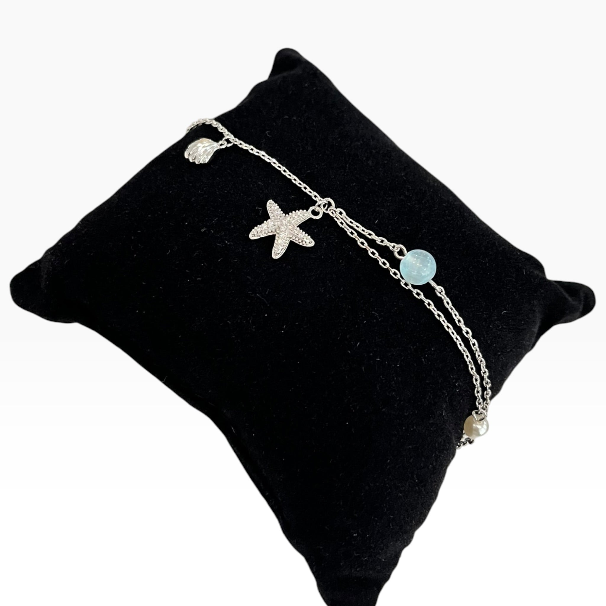 Pulsera de Cadena con Dijes Estrella De Mar y Cristales Zirconia