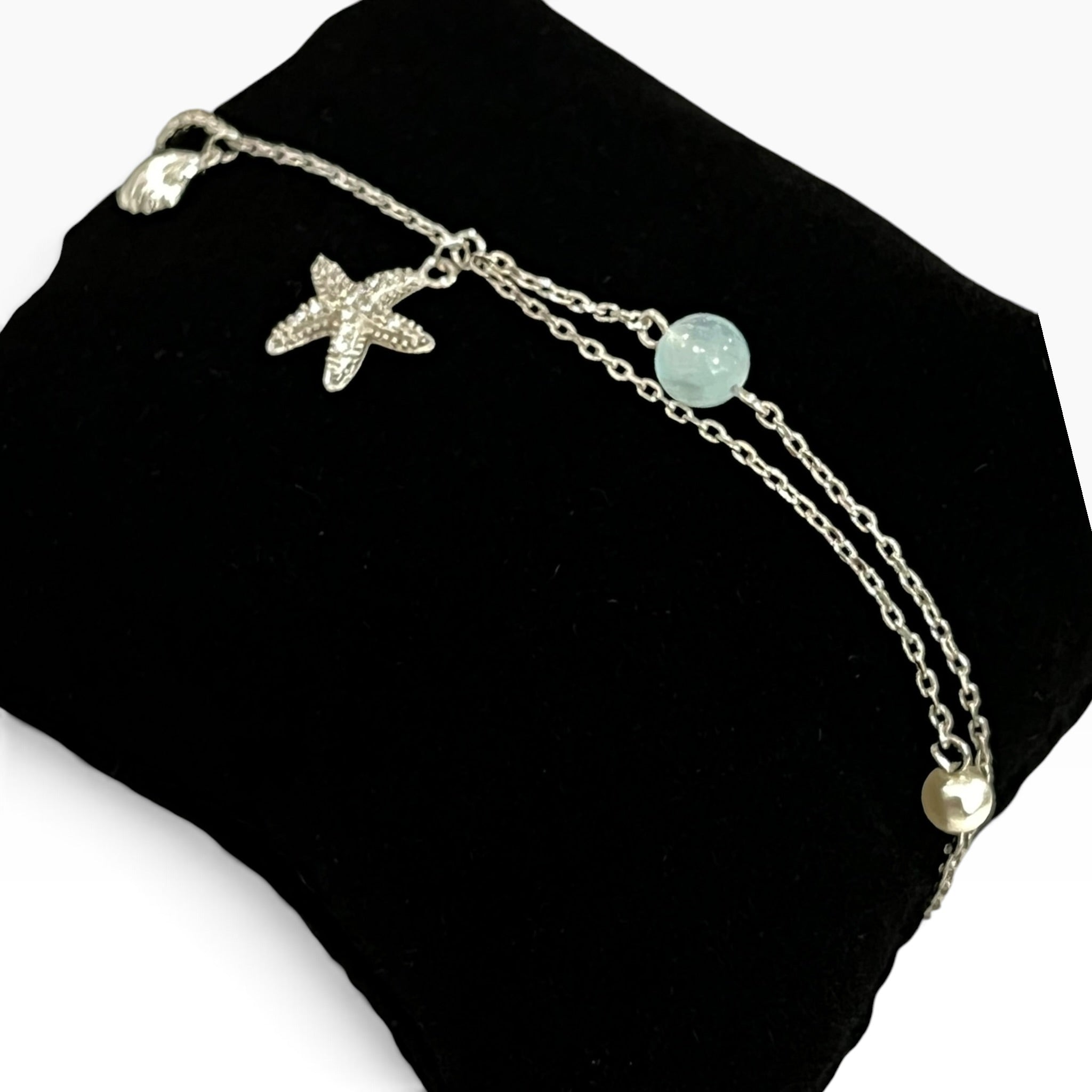 Pulsera de Cadena con Dijes Estrella De Mar y Cristales Zirconia