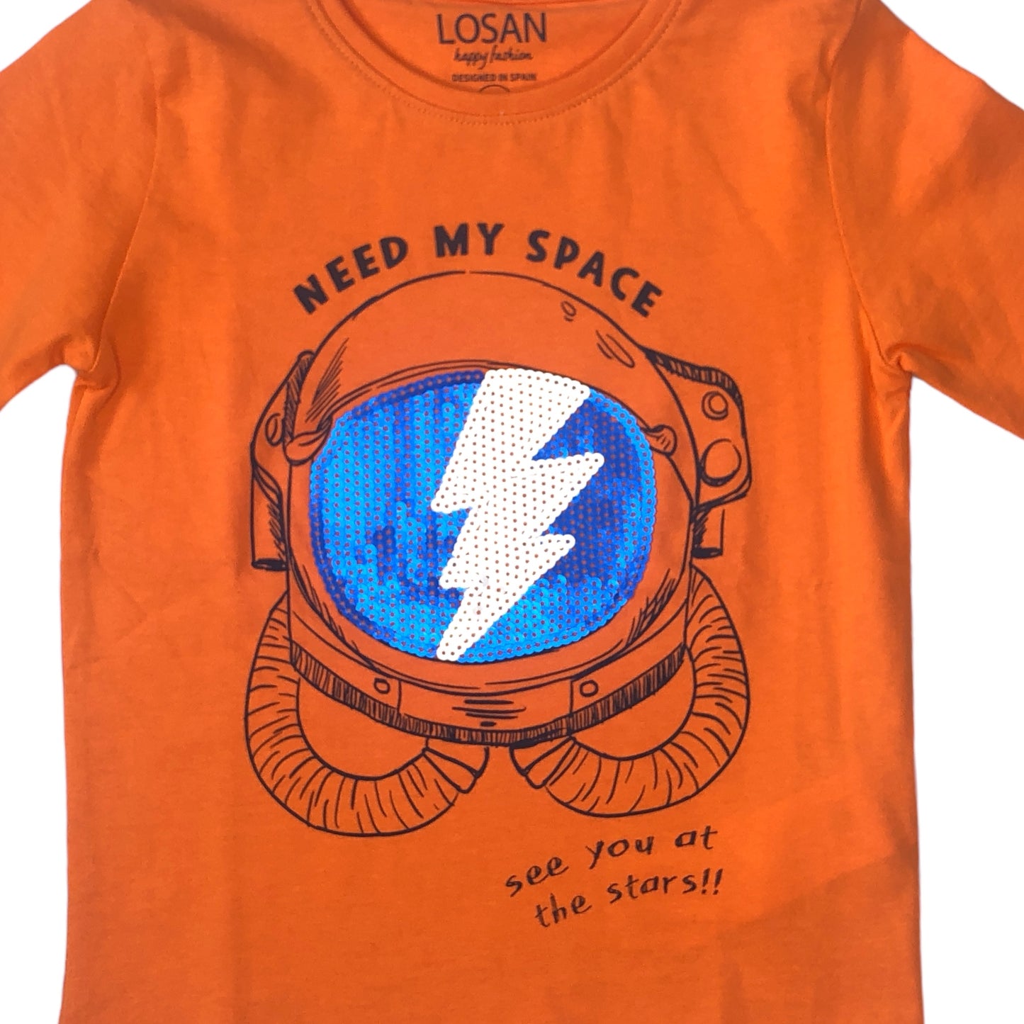 Playera  "Need My Space" naranja para niño LOSAN.