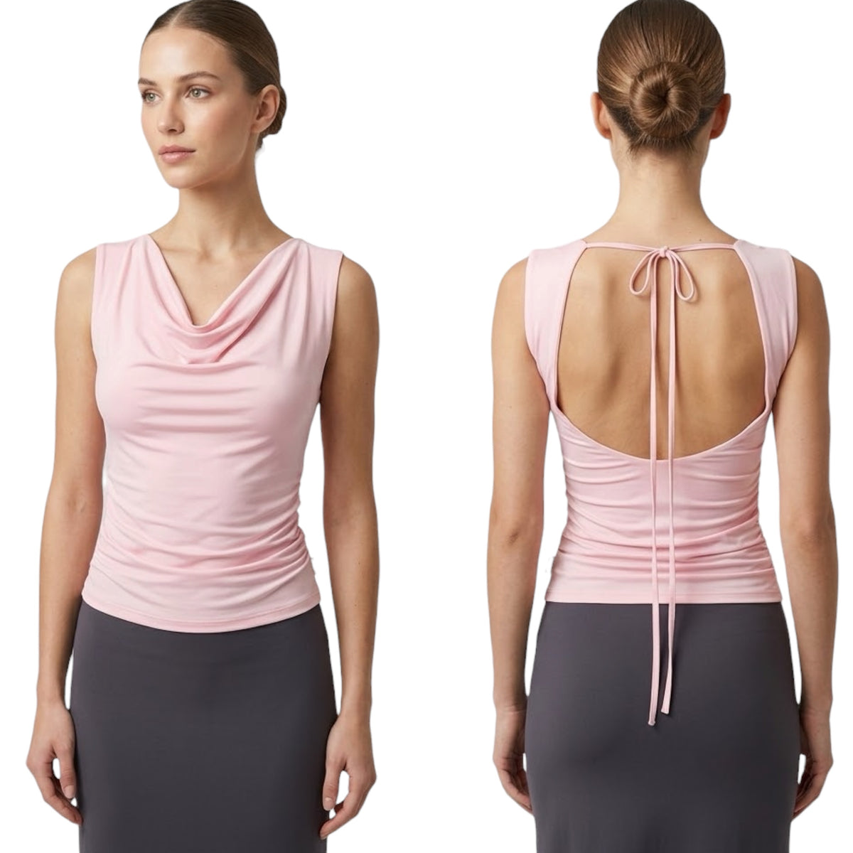 Blusa Rosa Con Escote Posterior Drapeado LC