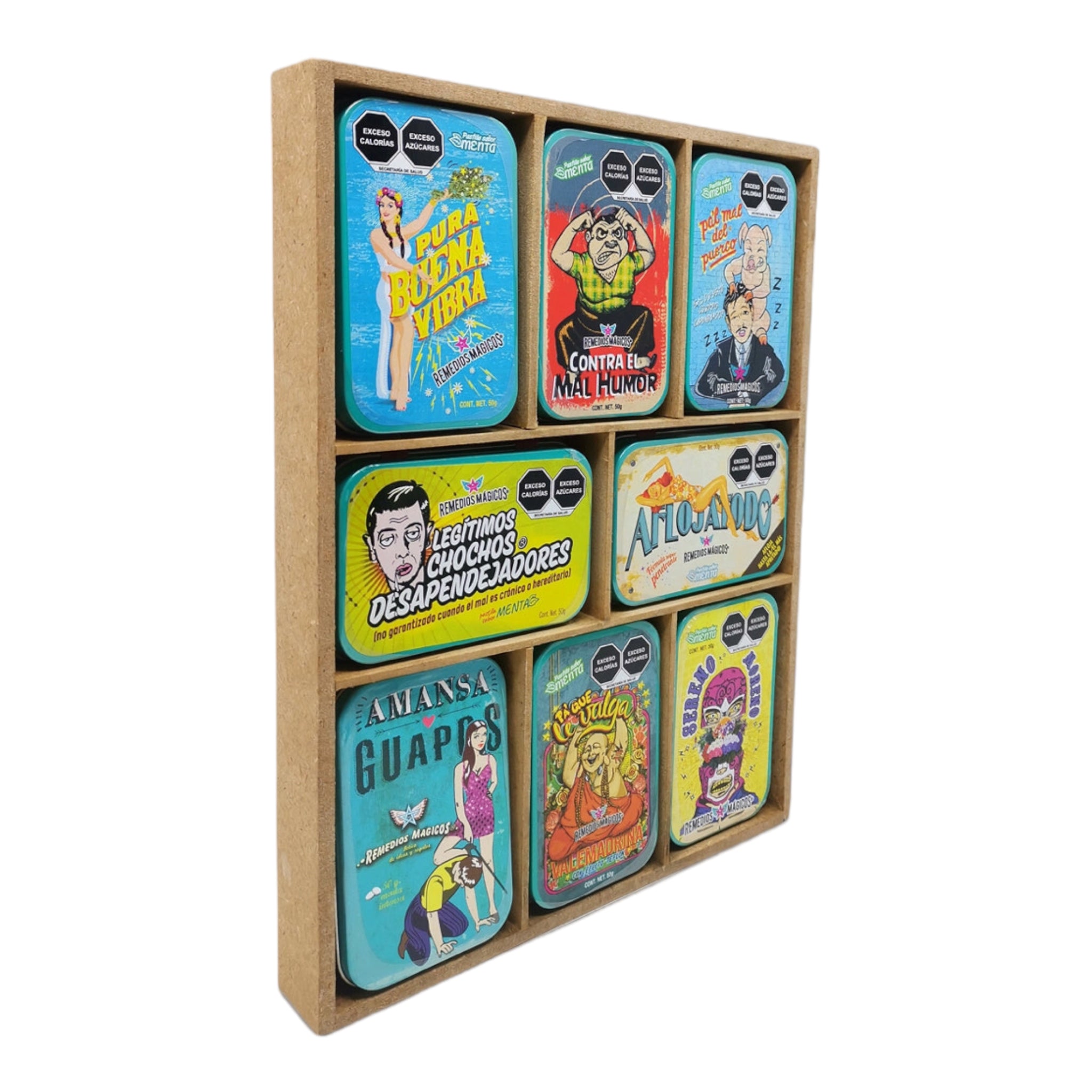 COLECCIÓN 8 REMEDIOS + Caja Madera de regalo pa' decorar Remedios Mágicos