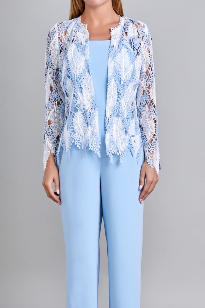 Saco Dama Plumas Blanco Azul Mussi