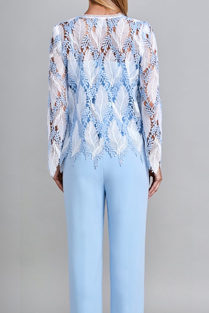 Saco Dama Plumas Blanco Azul Mussi