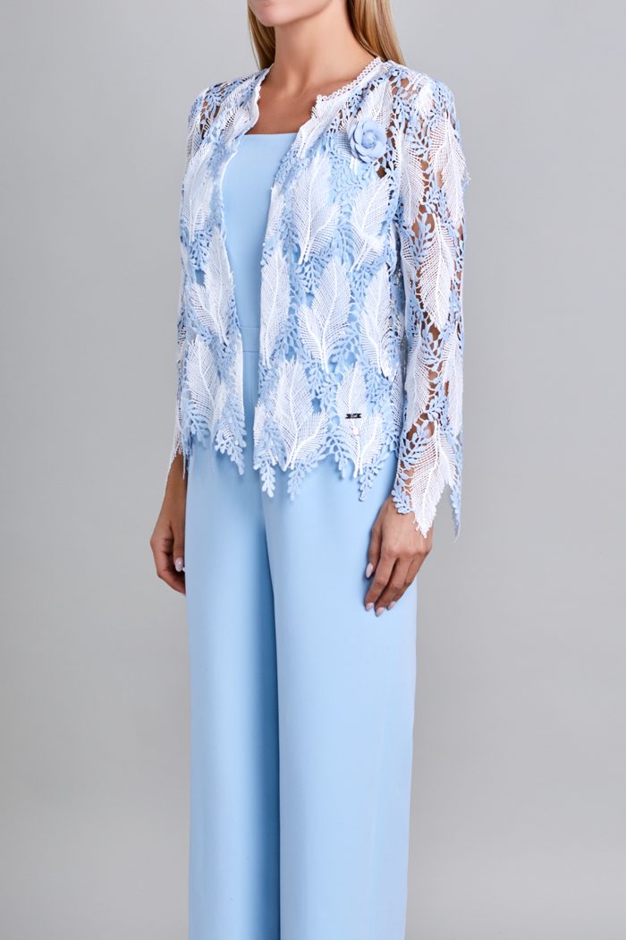 Saco Dama Plumas Blanco Azul Mussi