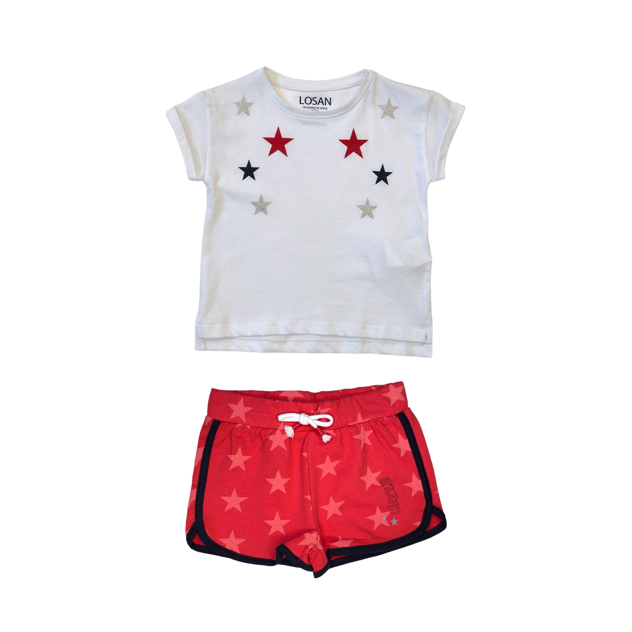 Conjunto Estrella De Playera Manga Corta Y Short Niña Losan