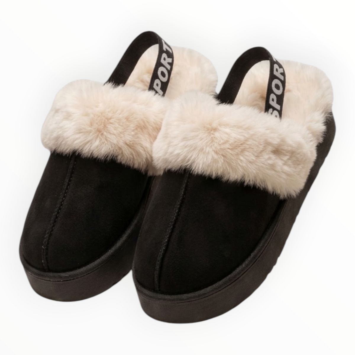 Pantufla Negra Con Resorte En Tobillo Mussi
