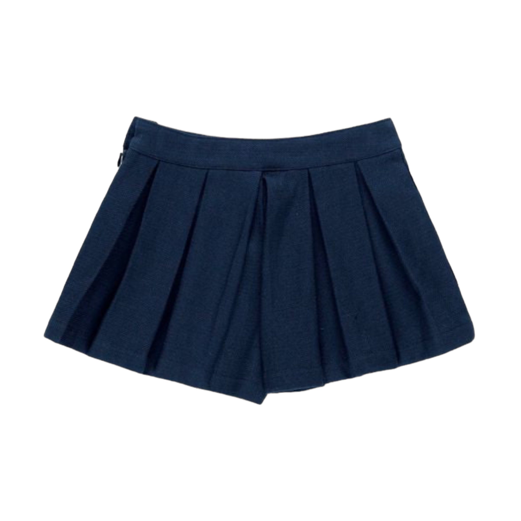 Falda short tableado azul marino con detalles tipo perlas BOBOLI