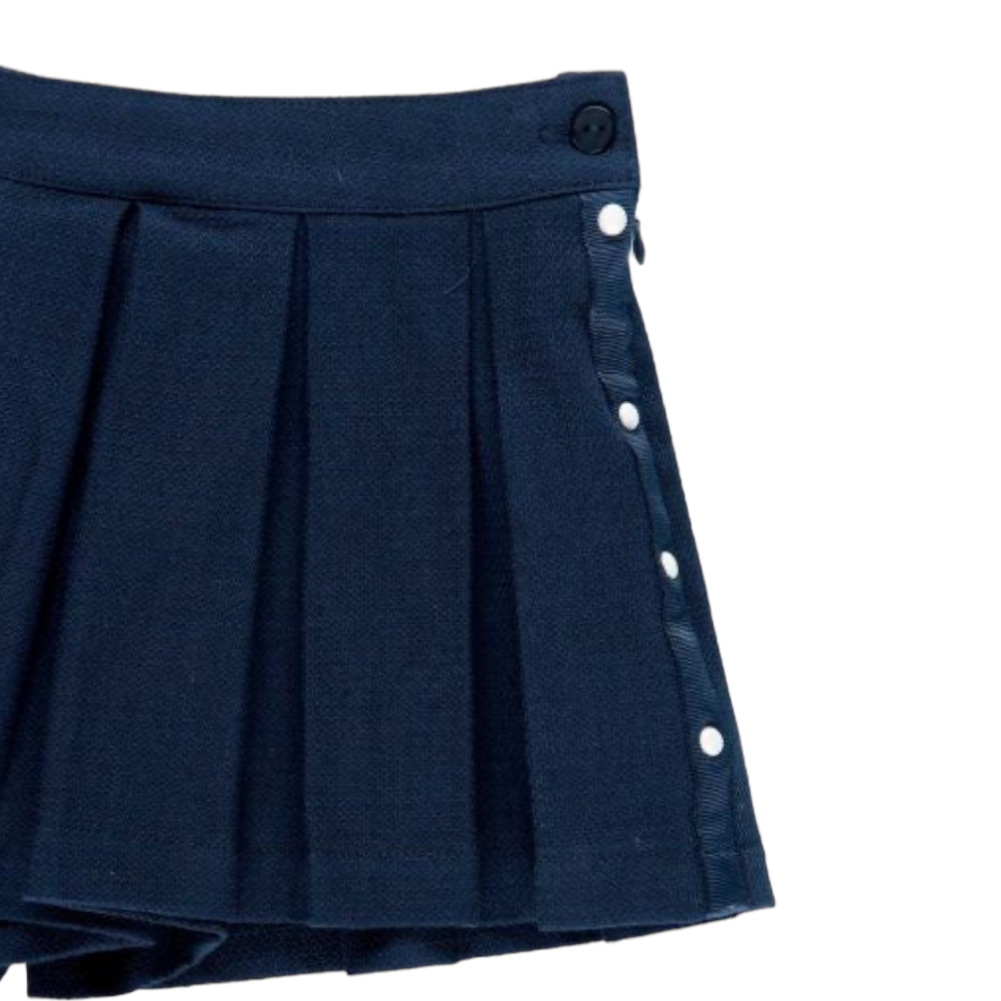 Falda short tableado azul marino con detalles tipo perlas BOBOLI