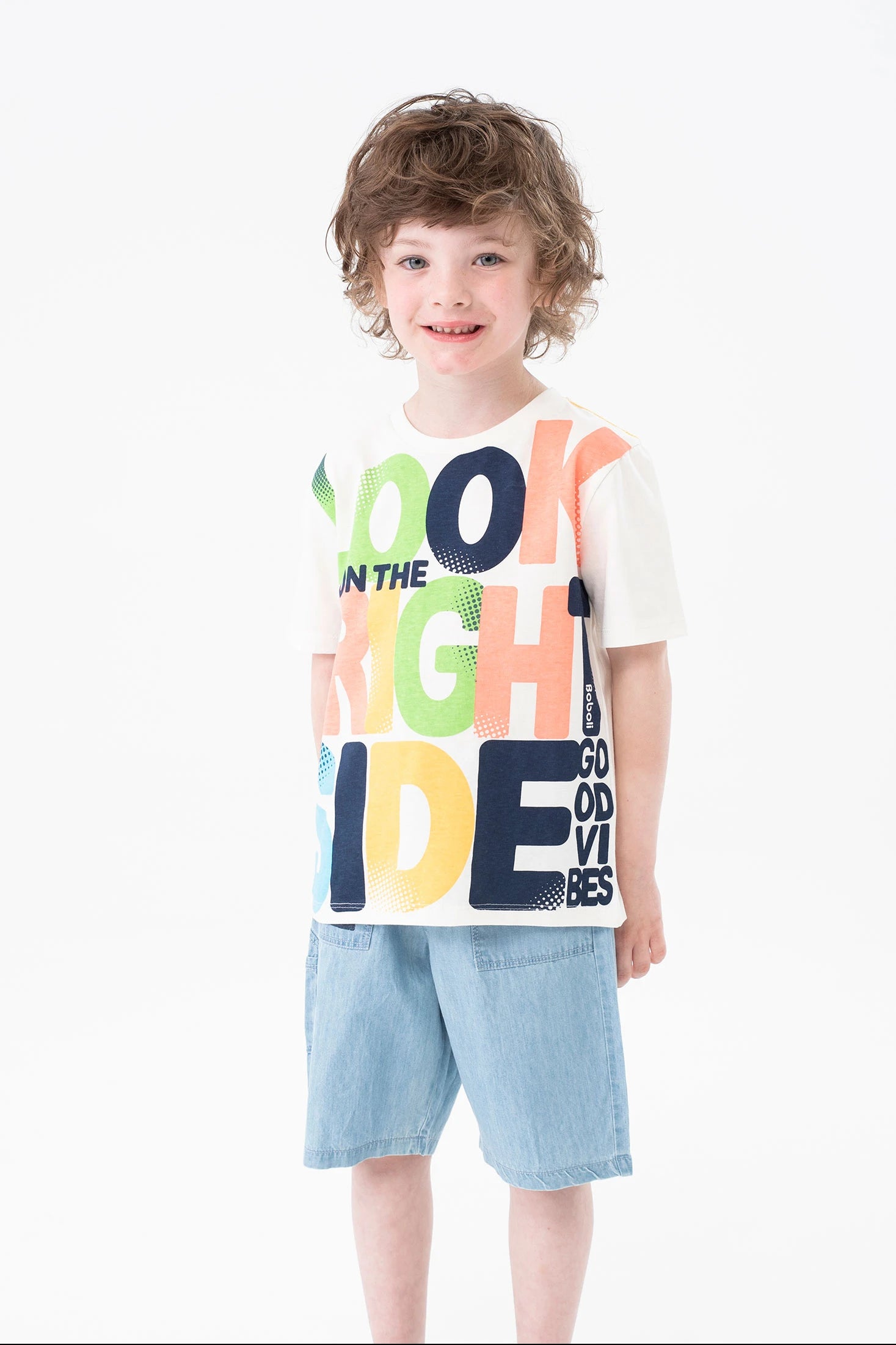 Playera De Punto “Look On The Bright Side” Para Niño BOBOLI