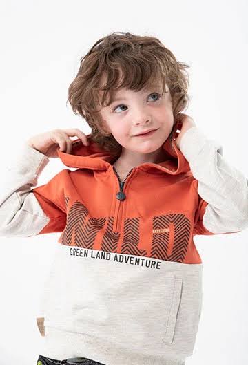 Sudadera De Felpa Con Capucha Para Niño Color Naranja BOBOLI