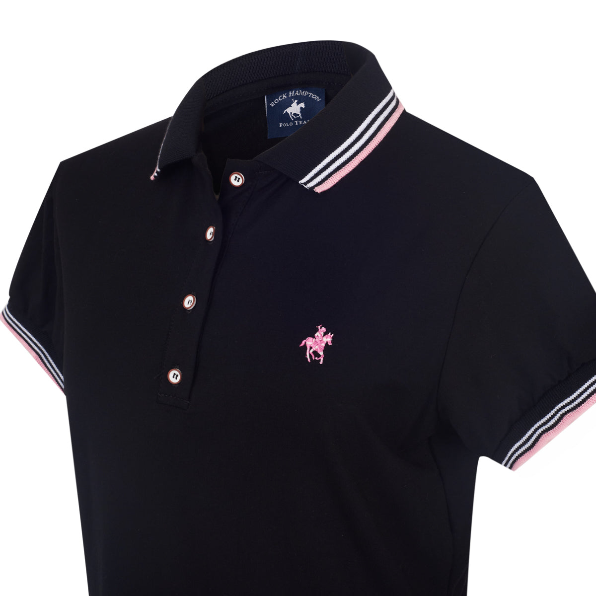 Playera Polo Para Dama Negro Rock Hampton Polo Team