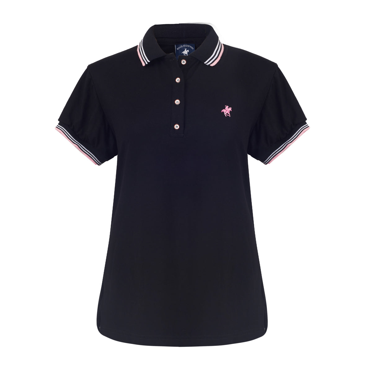 Playera Polo Para Dama Negro Rock Hampton Polo Team