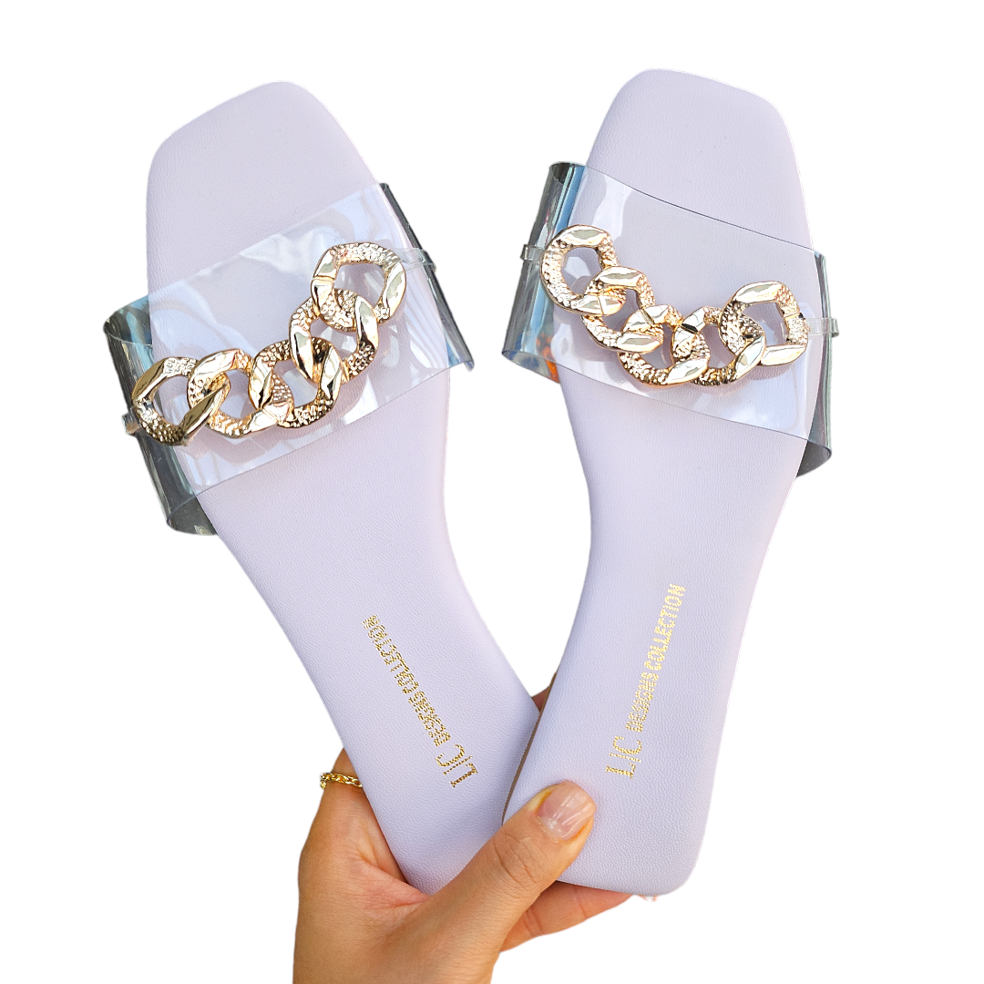 Sandalia lila con cadena LC