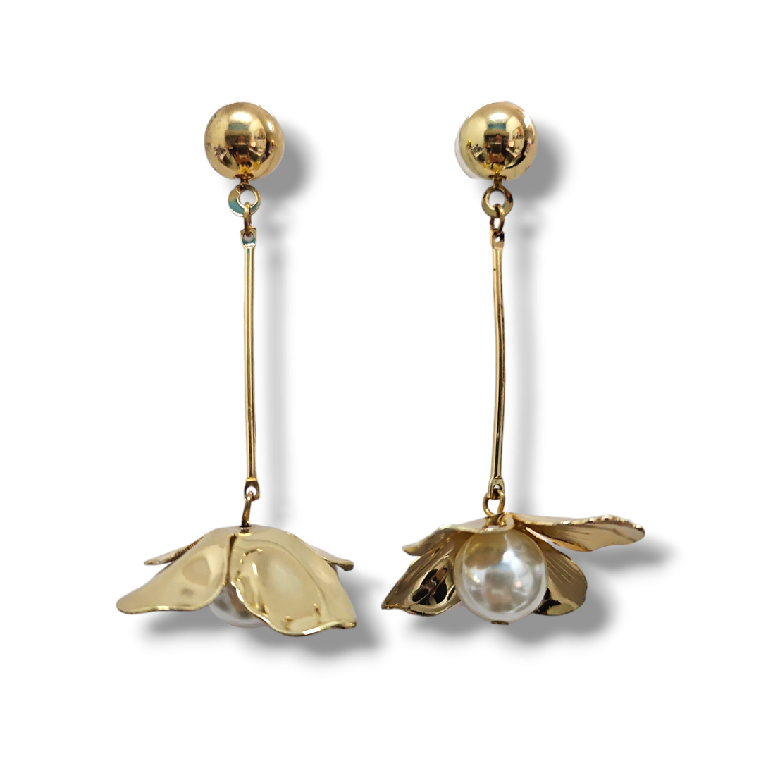 LOB aretes flores invertidas oro