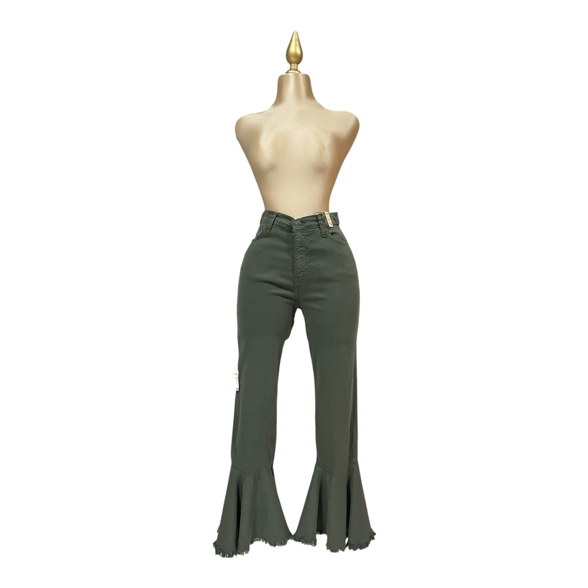 Pantalón Verde Olivo Acampanado Para Dama VIBRANT