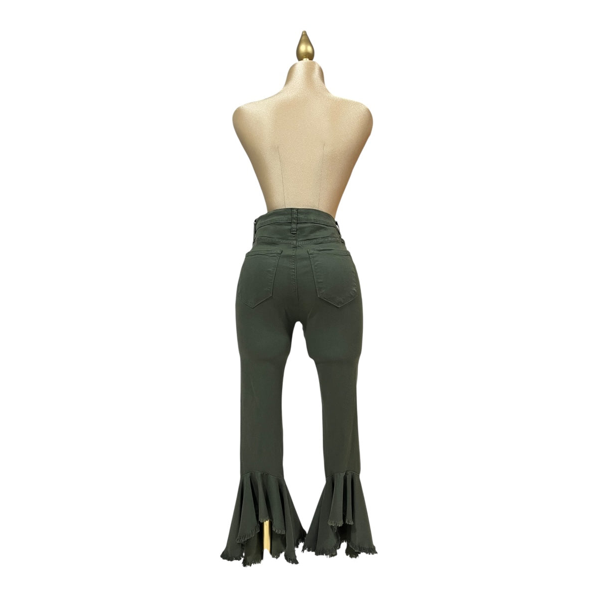 Pantalón Verde Olivo Acampanado Para Dama VIBRANT