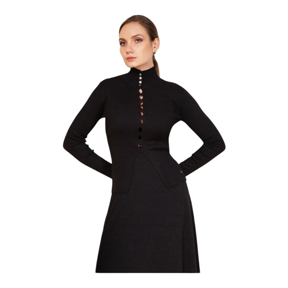 Suéter Negro Abertura Pecho Para Mujer MUSSI