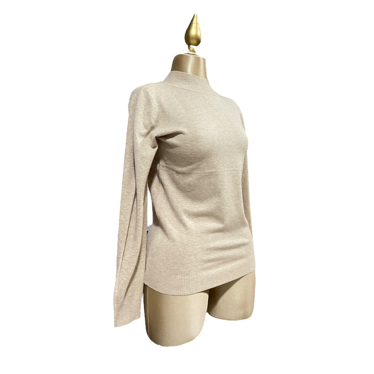 Blusa Beige Manga Larga Cuello MUSSI